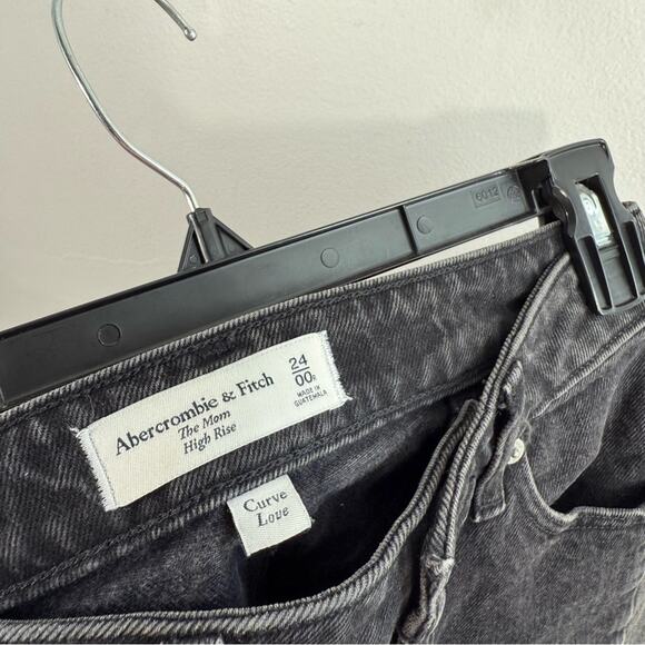 Abercrombie & Fitch The Mom High Rise Slim Leg Black Front Seam 00 Curve Love - Picture 7 of 9